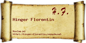 Hinger Florentin névjegykártya